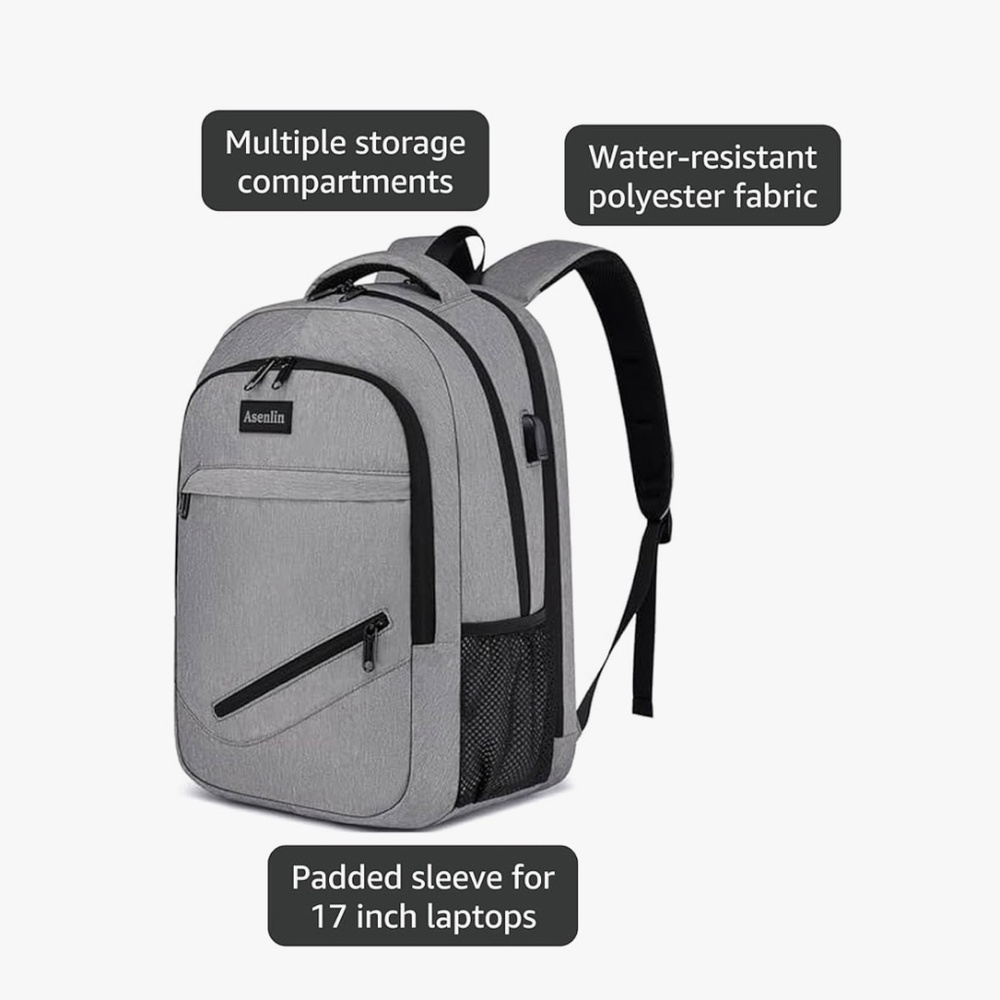 Travel Laptop Backpack for Women & Men - Gray - Picture 8 of 9